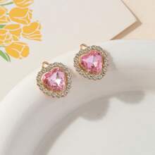 10pcs Fashionable Exquisite High-Quality Rhinestone Colored Gemstone Heart Shaped Pendant DIY Earrings Necklace Jewelry Accessories Valentines - Diamond Gem Heart Pendant - View 12