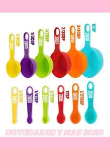 Set De 12 Cucharas Tazas Medidoras Reposteria Cocina - Multicolor - Ver 2