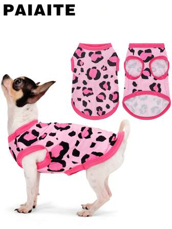 Leopard Print Dog Tank Top: Crafted With Premium Fabric And Expert Craftsmanship, This Stylish And  Shirt Is Perfect For Small, Medium, And Large Breeds. Ideal For Everyday Wear Or Special Occasions,