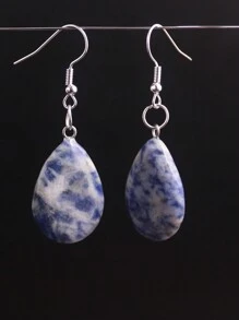 1對水滴天然石晶體和瑪瑙長掛墜耳環，粉色晶體冬靈能量女士多巴胺夏日度假手工珠寶 - 天然石 - 查看 25