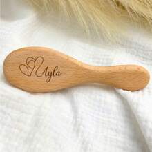 1 Stück personalisierte Haarbürste, lasergraviert, Holzblumen Haarbürste, Souvenir Geschenk Baby Shower Geschenk, personalisierte Baby Haarbürste, gravierter Name Baby Bürste, Neugeborenen Geschenk, Geschenk für neue Mutter, individualisierte Kämme, Straßen Lässig Chic - Braun - Übersicht 9