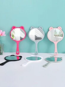 1 pezzo Specchio da trucco portatile creativo con maniglia a forma di orso e gatto, specchio regalo portatile stile coreano per ragazze per il dormitorio degli studenti specchio trucco, specchietti - Multicolore - Visualizzare 5