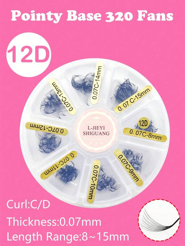 320 Pcs Per Box,8-15mm Mixed,Thickness 0.07mm,Premade Fans Eyelash Extensions,Soft & Natural,Easy To Carry,Travel And Party,Hand-Grafted False Eyelashes