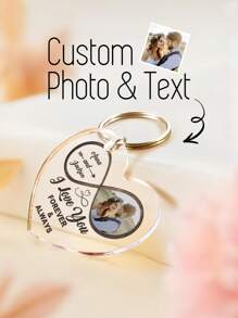 1 pieza Llavero personalizado con foto de pareja, llavero personalizado con texto, llavero personalizado con foto, llavero acrílico personalizado con forma de corazón, llavero personalizado con nombre, llavero personalizado de infinito, regalo de boda, regalo de aniversario, regalo para él/ella, idea de regalo para el Día de San Valentín, Día de la Madre, Día del Padre, aniversarios, regalo de pareja, el mejor regalo para mamá, papá, esposa, esposo, novia, novio, grabado, acero inoxidable, colorido, lindo, adorable, divertido, kawaii, Y2K, elegante, unisex, informal, personalizado, único, personalizado, regalos ideales para él, regalos ideales para ella