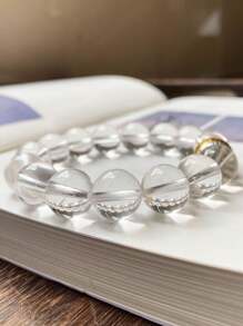 1 Pc Fashionable Large Particle Semi Precious Crystal White Crystal Bracelet Suitable For Gift Giving,Comes With Gift Box And Jewelry Storage Bag. - 12mm/0.47 Inch - View 1