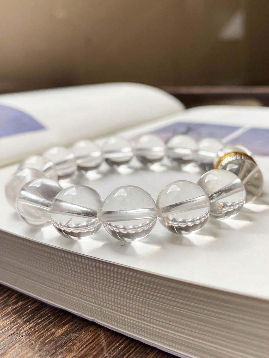 1 Pc Fashionable Large Particle Semi Precious Crystal White Crystal Bracelet Suitable For Gift Giving,Comes With Gift Box And Jewelry Storage Bag. - 12mm/0.47 Inch - View 1