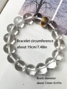 1 Pc Fashionable Large Particle Semi Precious Crystal White Crystal Bracelet Suitable For Gift Giving,Comes With Gift Box And Jewelry Storage Bag. - 12mm/0.47 Inch - View 7