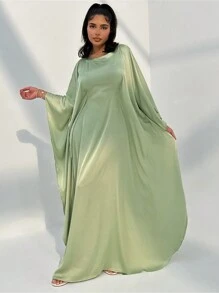 1pc Women Full Length Solid Color Elegant Robe, Turkish Arabian Style Dress For Party, Gathering And Daily Wear - Abaya - View 2