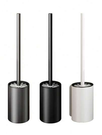 1pc Space Aluminum Toilet Brush, Arc Design No Blind Spot Cleaning Brush, Luxury Wall Mounted Toilet Brush Set For Home Bathroom Cleaning