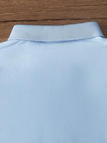 Unisex Baby Solid Color Pure Cotton Short Sleeve POLO Shirt, Thin Fit Comfortable Preppy Style T-Shirt, Simple And Elegant Basic Style Children's Clothing - Blue - View 7