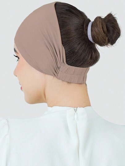 1 قطعة شريط رأس للنساء ضد الانزلاق، ذو لون أحادي مرن، قبعة تربان للشعر، قابل للتنفس وامتصاص العرق للرياضة، شريط رأس ناعم للحجاب مناسب للعباءة واللبس اليومي تحت القبعةرمضان
