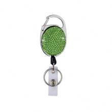 1pc Colorful Rhinestone Inlaid ABS Plastic Retractable Badge Reel, ID Card Holder With Belt Clip And 360 Degree Swivel Back To School