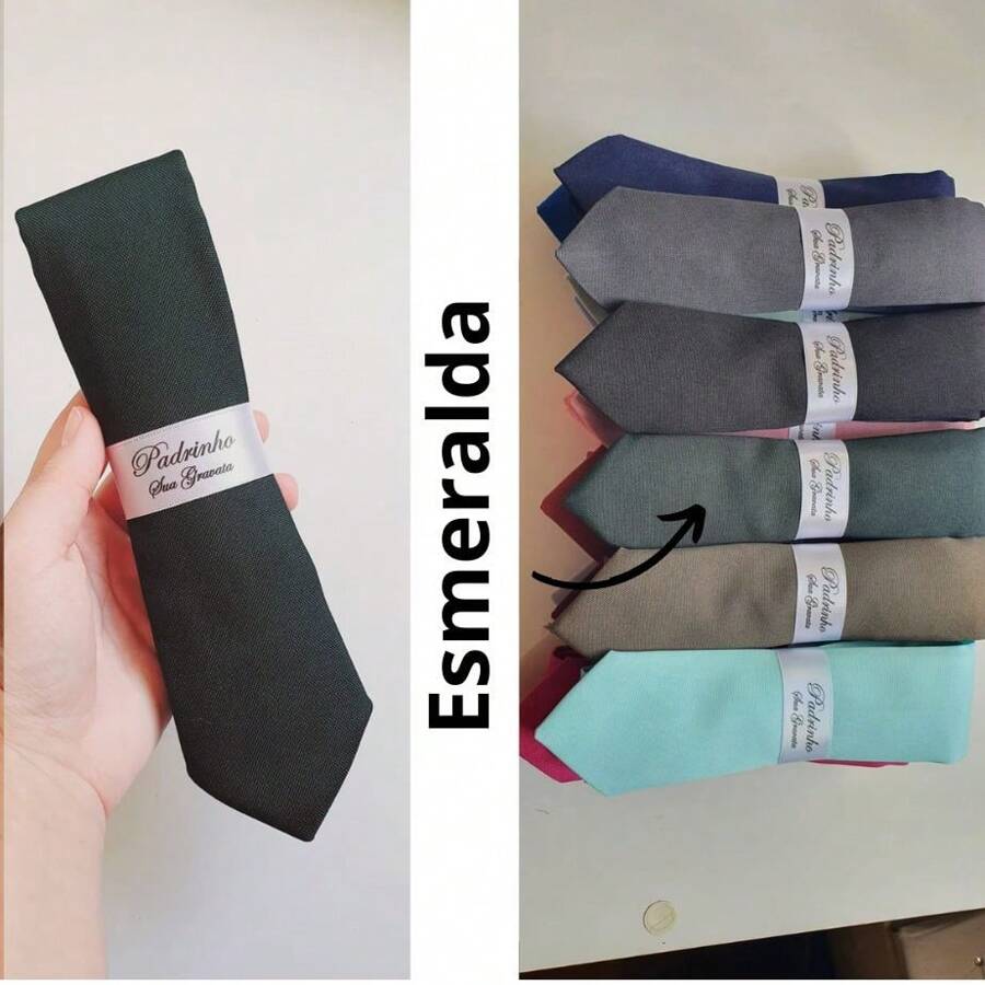 5 Semi Slim Groomsmen Ties - Colors - Dark Green - View 1