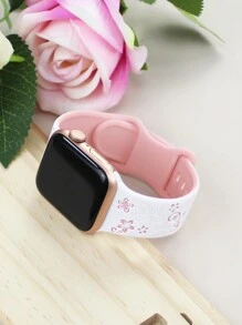Floral Carved Apple Watch Bands, 41mm 40mm 44mm 45mm 42mm 38mm 49mm 42mm(S10) 46mm Women's Cute Flower, Soft Silicone Sports Band Compatible With Apple Watch Series 10 SE 9 8 7 6 5 4 3 2 1 Ultra