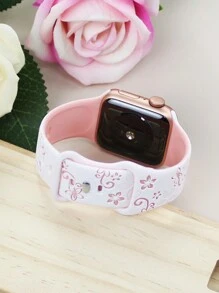 Floral Carved Apple Watch Bands, 41mm 40mm 44mm 45mm 42mm 38mm 49mm 42mm(S10) 46mm Women's Cute Flower, Soft Silicone Sports Band Compatible With Apple Watch Series 10 SE 9 8 7 6 5 4 3 2 1 Ultra