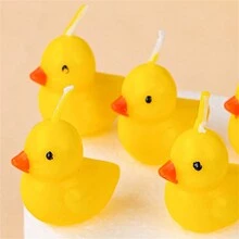 Set de 3 velas de pato amarillo de dibujos animados lindos para decoración de fiesta de pastel de cumpleaños - multicolor - Ver 3