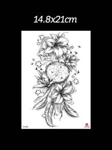 1pc Temporary Tattoo Sticker Set With Stars, Lilies, Feathers, Cute And Sexy Female Water Transfer Waterproof Tattoo, Realistic Disposable Fake Tattoo Sticker, Unisex, Suitable For Waist, Abdomen, Back, Thighs, And Arms, Body Art Can Cover Scars, DIY Gift