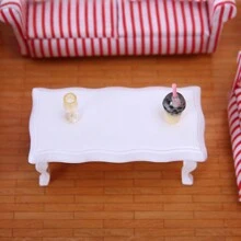 1 pieza Mesa de centro cuadrada/redonda de madera blanca para escena de miniaturas de sala de estar en escala 1:12 para muñecas, adecuada como regalo - Multicolor - Ver 11