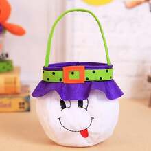 萬聖節南瓜袋萬聖節不給糖就搗蛋用1個無紡布糖果袋，萬聖節南瓜桶小吃籃袋 - 彩色 - 查看 11