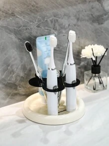 1pc Modern Bathroom Wall Mounted Toothbrush Holder - Space-Saving Storage For Electric Toothbrush, Toothpaste, And Hairbrush - Easy Installation, And Sleek Home Organizer For Bathroom Accessories Home Bathroom Decor Fall Decor Back To School