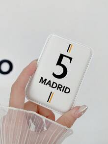 European Cup Magnetic Card Holder, Football Design Magnetic Card Holder, MADRID Magnetic Card Holder, 5 Card Slots, Suitable For Various Cards Such As Postcards And Subway Cards, Apple Magsafe Magnetic Card Holder, IPhone Leather Magnetic Back Sticker Card Case, Compatible With IPhone 11, 13, 14, 15 And Other IPhone Models - Multicolor - View 2