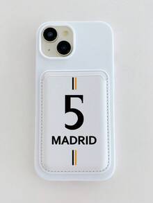 European Cup Magnetic Card Holder, Football Design Magnetic Card Holder, MADRID Magnetic Card Holder, 5 Card Slots, Suitable For Various Cards Such As Postcards And Subway Cards, Apple Magsafe Magnetic Card Holder, IPhone Leather Magnetic Back Sticker Card Case, Compatible With IPhone 11, 13, 14, 15 And Other IPhone Models - Multicolor - View 5