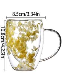 1pc Christmas Themed Party High-Quality Dried Flower Decoration Glass Mug, Elegant Gift Coffee Cup, Borosilicate Glass, Simple Design Back To School - Multicolor - View 9