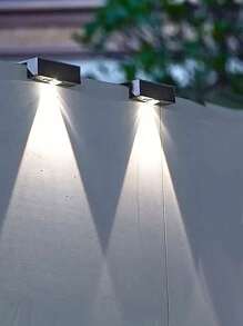 1 buah/2 buah/4 buah Lampu Dinding Tenaga Surya, Lampu Dek LED Ultra Terang, Lampu Pagar, Penerangan Luar Ruangan, Lampu Taman Tahan Air, Balkon, Pagar, Teras, Lampu Malam Tenaga Surya Dekorasi Rumah - Hitam - View 13