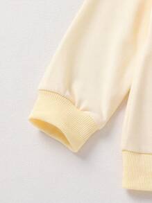 2 cái/bộ Áo nỉ in chữ dễ thương thanh lịch và quần thể thao trang phục thường ngày cho bé gái, thích hợp mặc hàng ngày, kỳ nghỉ và tiệc tùng - Màu be - Xem 3