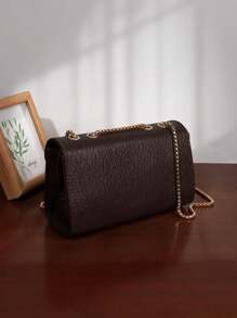 Bolsa de Ombro Retrô Elegante para Mulheres, Bolsa Transversal com Corrente, Textura com Padrão de Lichia, Bolsa Pequena para Celular, Bolsa Inspirada no Estilo Retrô para Mulheres