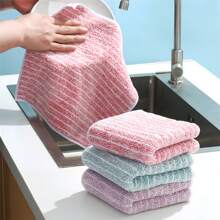 5/10pcs Premium Kitchen Towels, Dishcloths, Reusable Cleaning Rags, Lint-Free Dish Cloths, Multi-Functional Cleaning Cloths, Household Wet Wipes, Kitchen & Bathroom Cleaning Towels, Durable & Absorbent, Easily Removes Stains & Grease, Cleaning Supplies - Multicolor - View 1