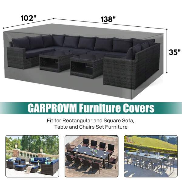 Outdoor Patio Furniture Covers Waterproof Patio Set Table Covers Rectangular With 4 Windproof Buckles 600D Multiple Sizes Available