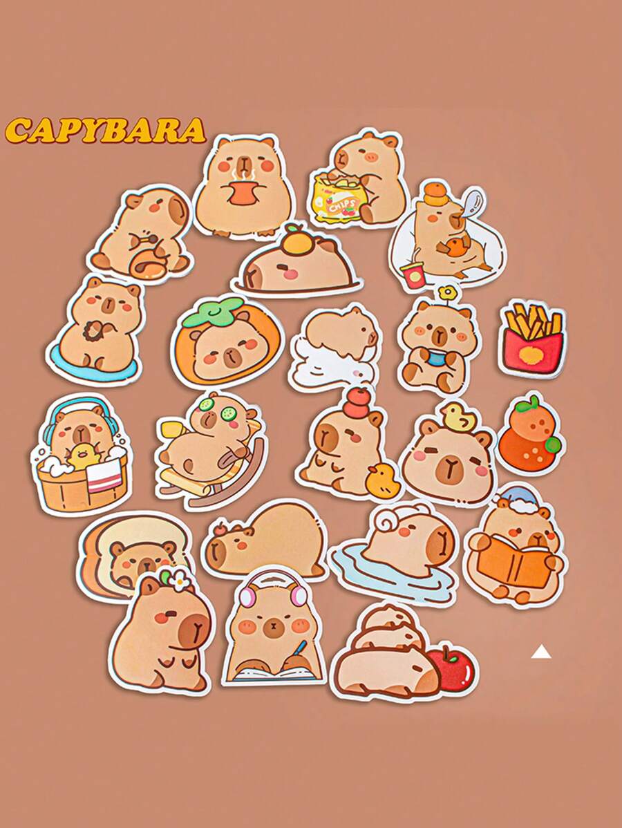50 piezas/set Pegatinas lindas de capibara para scrapbooking, diario, teléfono, decoración de botella de agua