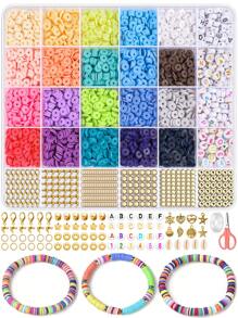 4800 pièces Kit de fabrication de bracelet en perles d'argile de polymère avec 48 couleurs, comprenant des pendentifs DIY, pour des cadeaux d'artisanat et la création de bijoux DIY