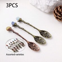 Random Color Natural Crystal Raw Gemstone Mini Spoon Healing Crystal Coffee Spoon Dessert Tea Flatware Home Decor - Crystal Gravel Spoon - View 16