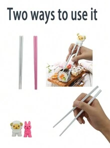 2 Pairs Detachable Silicone Sheep & Pink Rabbit Head Chopsticks,Kitchen,Christmas Gift,School Supplies