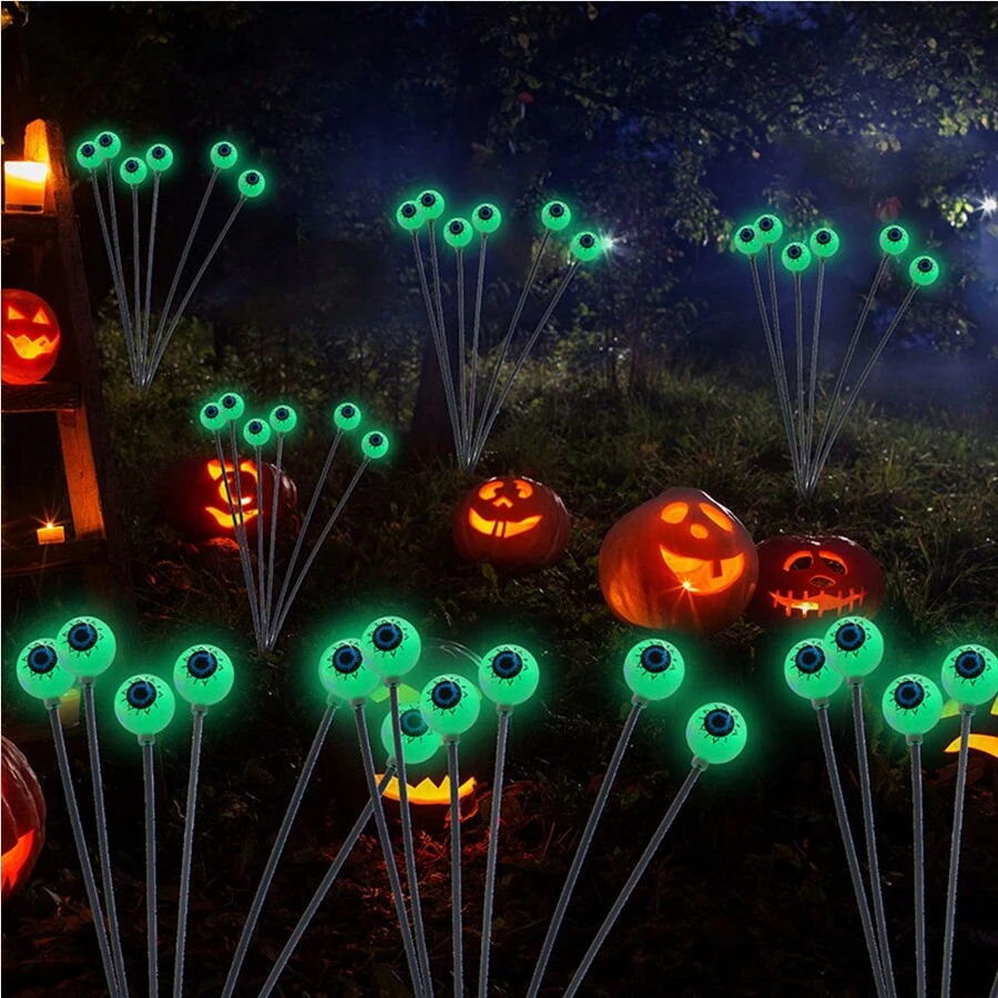 Luces de cadena con ojos de fantasma LED alimentadas por energía solar talla grande vendidas para decoración de Halloween al aire libre, patio, festival, decoración de habitación, decoración de jardín de Halloween como regalo, decoración de hadas, decoración de festivales