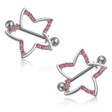2pcs Nipple Ring Barbell Rhinestone Paved Star Shape Nipplerings Piercing Stainless Steel Nipple Rings Body Piercing Jewelry - Multicolor - View 13