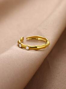 1 Stück grüner Stein Kubikzirkonia Böse Augen Offener Ring für Frauen aus Edelstahl vergoldet, verstellbarer Fingerring, europäischer und amerikanischer Modeschmuck