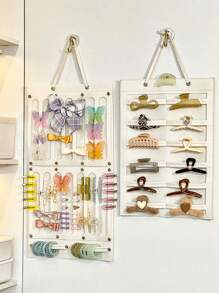 Organizador de pinzas para el cabello, soporte de exhibición y gancho para accesorios para el cabello como lazos y cintas para el cabello. Almacenamiento montado en la pared para dormitorios de estudiantes - Multicolor - Ver 12