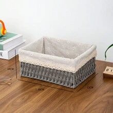 Modern Minimalist Handmade Woven Desktop Storage Basket With Lining, Suitable For Storing Keys, Snacks, Table Items, Underwear, Paper And More, Can Be Disassembled And The Lining Fabric Is Removable And Washable. - Multicolor - View 18