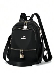 2024 高品质柔软尼龙双肩包 女士手提包 休闲日常背包 复古书包 青少年女孩书包 - 黑色 - 查看 4