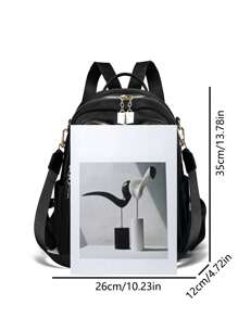 2024 高品质柔软尼龙双肩包 女士手提包 休闲日常背包 复古书包 青少年女孩书包 - 黑色 - 查看 12