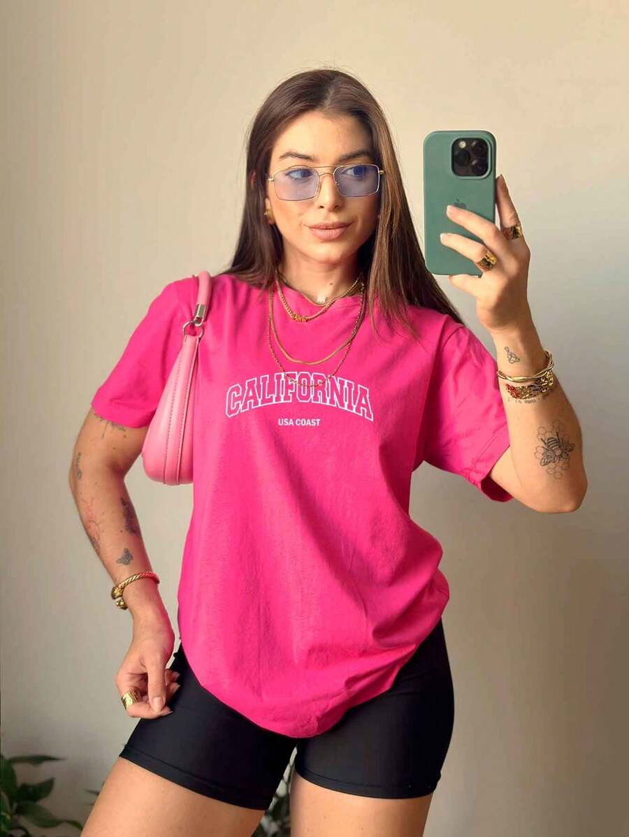 Women T-Shirts - 玫紅色 - 查看 1