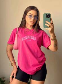 Women T-Shirts - 玫紅色 - 查看 2