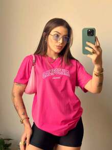 Women T-Shirts - 玫紅色 - 查看 4