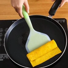 1PC Cooking Spatula Silicone Jade Burning Spatula Silicone Wide Frying Spatula Jade Burning Spatula Kitchen Utensils Silicone Spatula - Baby Pink - View 2
