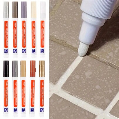 1/5/10Pcs Waterproof Ceramic Tile Grout Marker Pen, White Tile Repair Pen With Anti-Mold Filler, Easy-To-Use Gel Caulk For Bathroom And Kitchen Tiles, Floor Tile Gap Cleaning Pen, Stickers, Wall Decal, Vinyl Decal For Home Decorations, Spring Decoration Items Refresh Your Home, Rama Decoration Stickers Kitchen Accessories Bathroom Accessories Room Decor Bathroom Decor House Decor