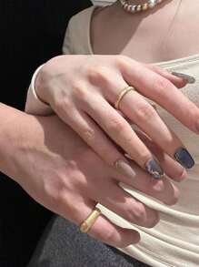 1pc French-Style Retro Ring With Drawbench Craftsmanship, Italian Vintage Design, Wide/Narrow Version, Golden Color, Open-Ended, Adjustable, Suitable For Women's Daily Wear