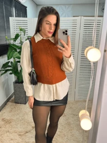 Women Sweater Vests - Lạc đà - Xem 2